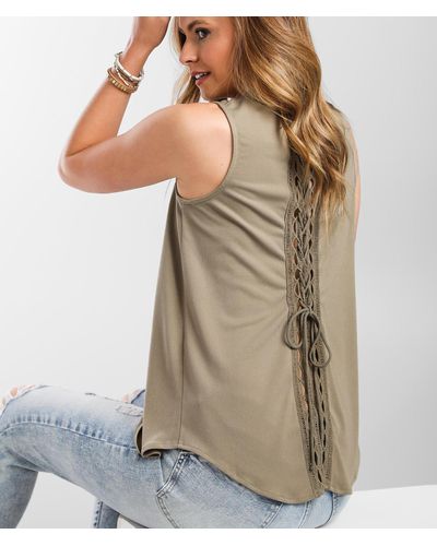 Daytrip Back Lace-up Tank Top - Brown