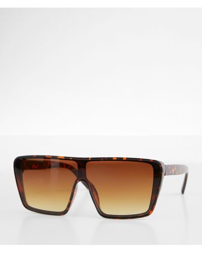 BKE Oversized Shield Sunglasses - Brown