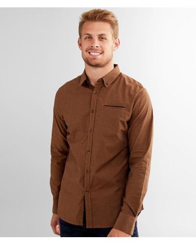 J.B. Holt Embroidered Athletic Stretch Shirt - Brown