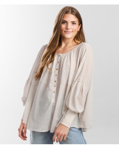 Free People Oversized Blue Bell Henley - Natural