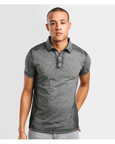 Buckle Black Washed Burnout Polo - Gray