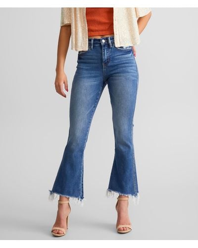 Flying Monkey High Rise Cropped Flare Stretch Jean - Blue