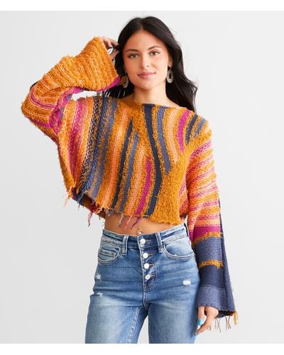 Free People Baja Cropped Sweater - Orange