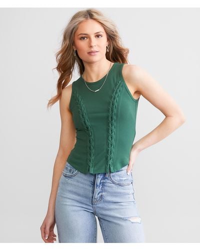 Gilded Intent Fitted Lace-up Tank Top - Green
