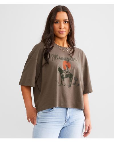 Wrangler Sunrider Boxy Cropped T-shirt - Brown