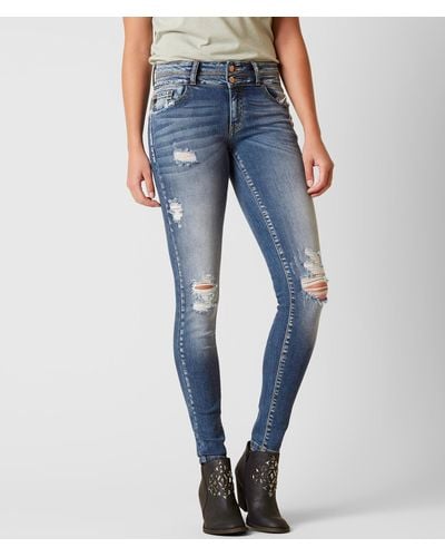 Kan Can Women's High Rise Skinny Jeans - Super Soft White Denim, 30" Inseam