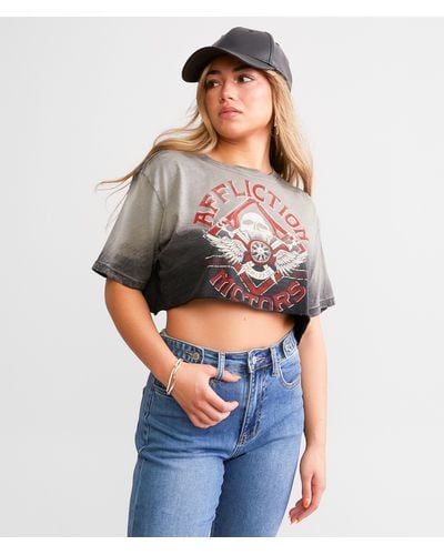 Affliction American Customs Full Moon Cropped T-shirt - Gray