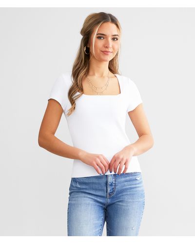 Buckle Black Shaping & Smoothing Square Neck Top - White