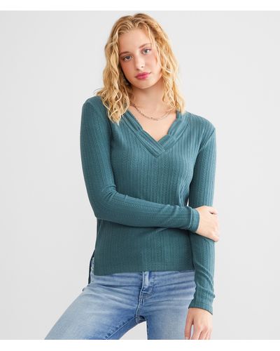 Miss Me Cable Knit Top - Blue