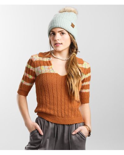Free People Now & Then Cropped Sweater - Orange