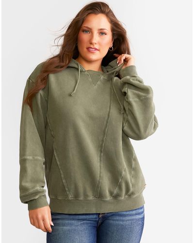 BKE Raw Edge Hooded Sweatshirt - Green