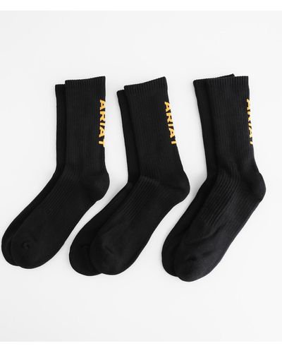 Ariat 3 Pack Performance Work Socks - Black