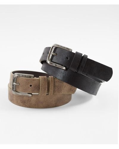 BKE Two Pack Distressed Leather Belts - Brown