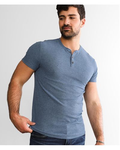 Outpost Makers Textured Knit Henley - Blue