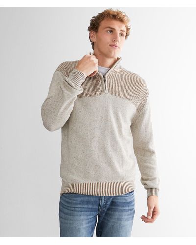 BKE Plated Quarter Zip Pullover Sweater - Gray