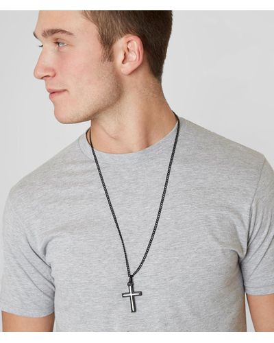 BKE Inset Cross Necklace - Gray