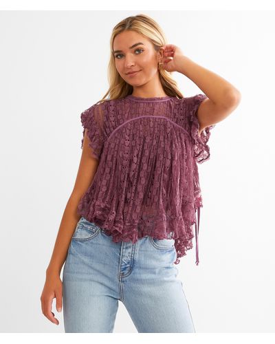 Free People Lucea Lace Top - Red