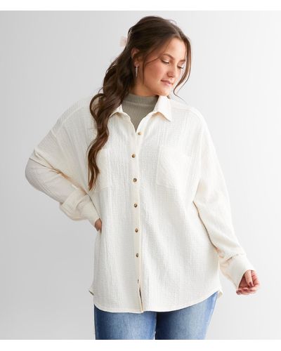 BKE Crinkle Knit Shirt - White