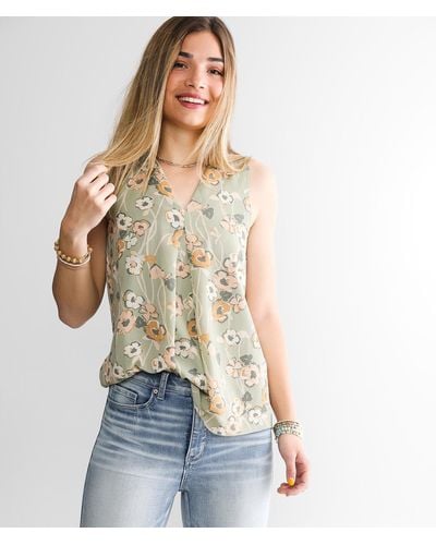 Buckle Black Shaping & Smoothing Floral Tank Top - Green