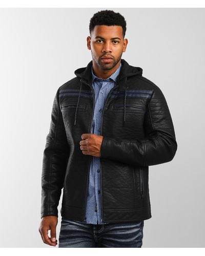 Buckle black leather jacket top