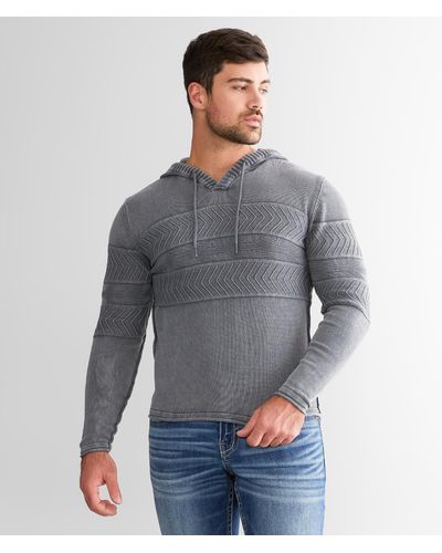 BKE Textured Knit Hooded Sweater - Gray