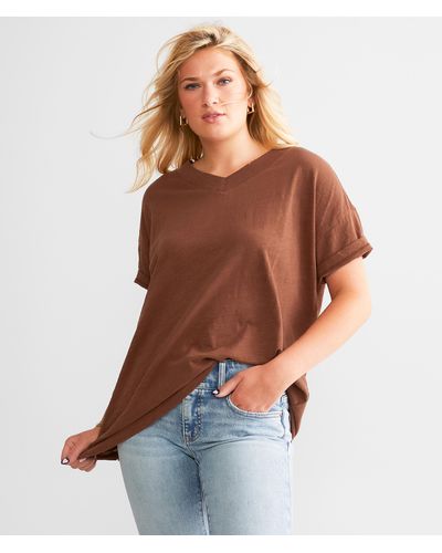BKE Slub Knit T-shirt - Brown