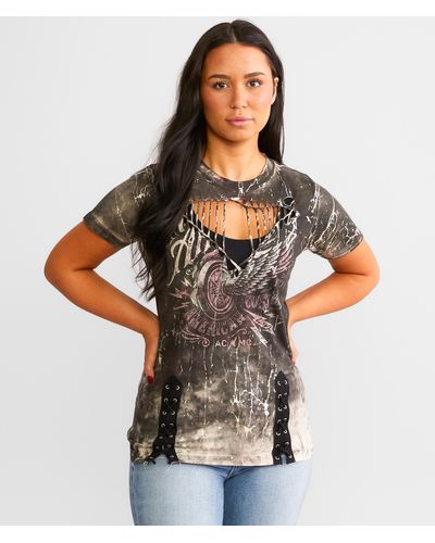 Affliction American Customs Wheel Wing T-shirt - Brown