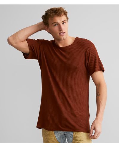 Rustic Dime Waffle Knit T-shirt - Brown