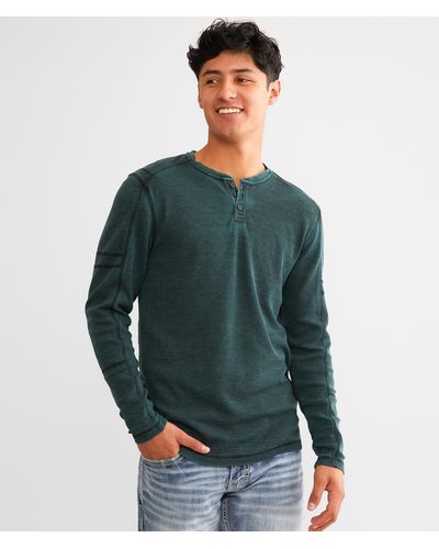 Buckle Black Burnout Thermal Henley - Green