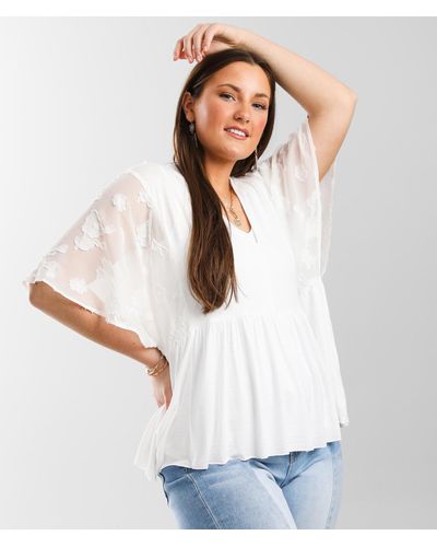 Buckle Black Shaping & Smoothing Baby Doll Top - White
