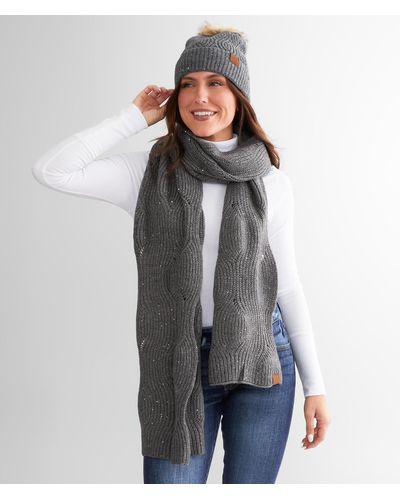 Cc Sequin Ribbed Scarf - Gray