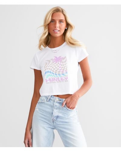 Hurley Checkered Beach Tobi Cropped T-shirt - White