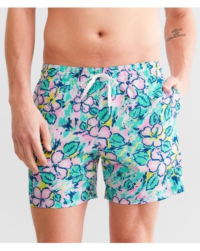Chubbies The Vacation Blooms Stretch Swim Trunks - Blue