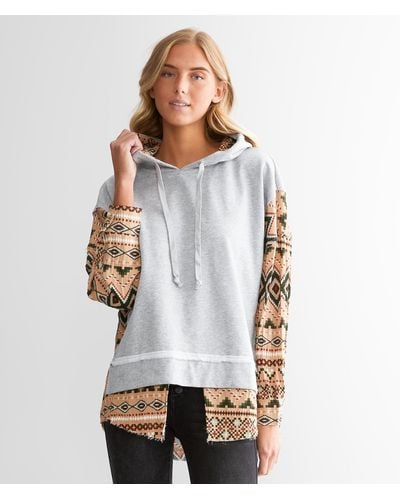 Gilded Intent Pieced Aztec Hoodie - White