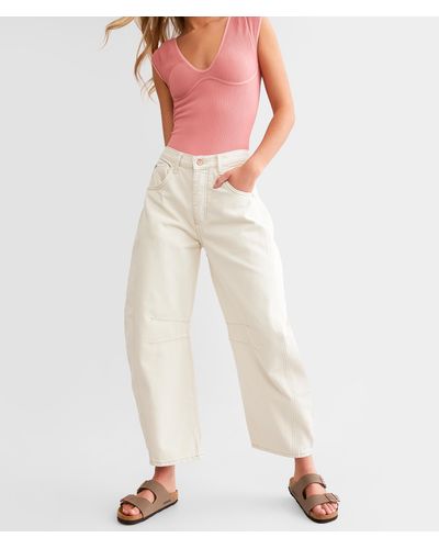 Free People We The Free Good Luck Mid-rise Barrel Jean - White