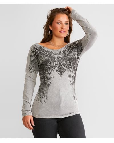 Affliction Claressa T-shirt - Gray