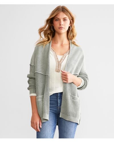 BKE Washed Cardigan Sweater - Gray