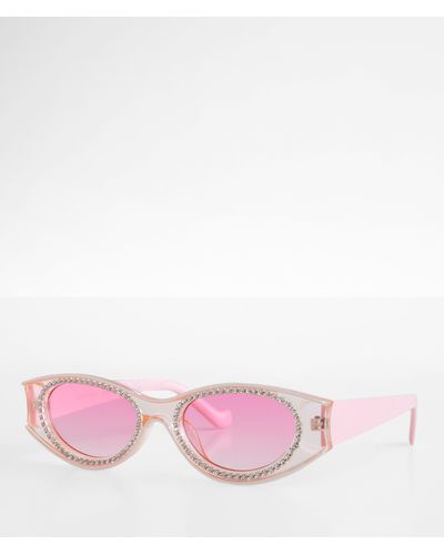 BKE Rhinestone Trend Sunglasses - Pink