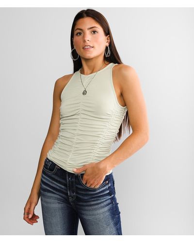 BKE Ruched Tank Top - Blue