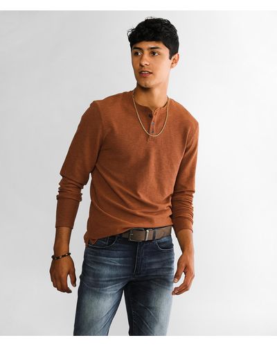 Outpost Makers Textured Knit Henley - Brown
