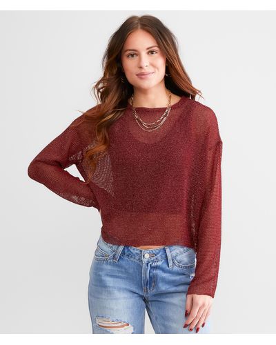 Gilded Intent Metallic Netted Top - Red
