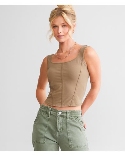 Gilded Intent Fitted Corset Cropped Tank Top - Green
