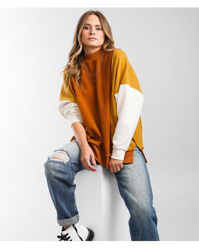 Gilded Intent Color Block Oversized Pullover - Multicolor
