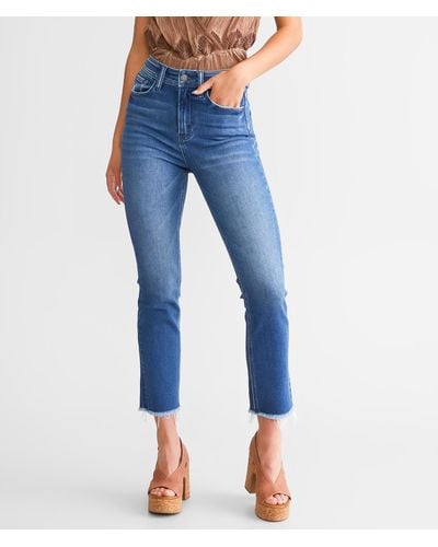 Flying Monkey High Rise Cropped Straight Stretch Jean - Blue