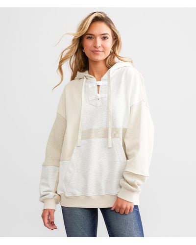 BKE Pieced Hooded Sweatshirt - White