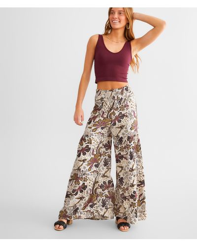Angie Floral Wide Leg Beach Pant - Natural