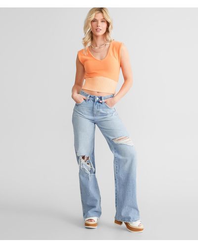 Flying Monkey High Rise Wide Leg Jean - Blue