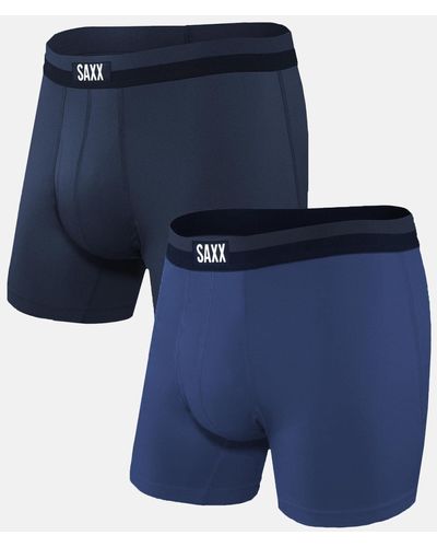 Saxx Underwear Co. Sport Mesh 2 Pack Stretch Boxer Briefs - Blue