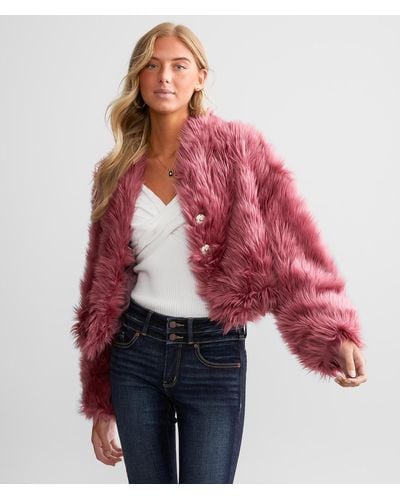 Free People All Night Cropped Jacket - Red
