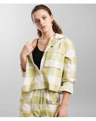 Obey Provence Checkered Plaid Hooded Jacket - Green